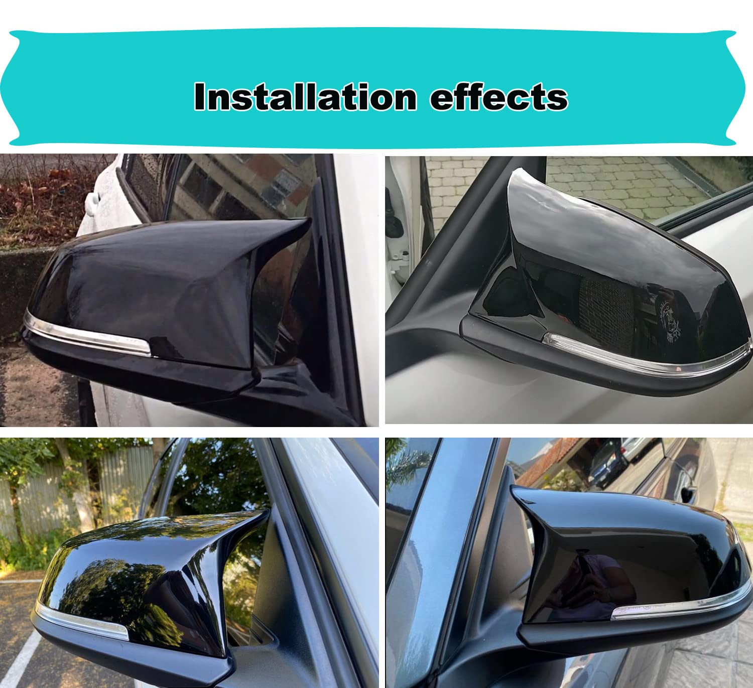 1 coppia Calotta Specchio Retrovisore a Sinistra Destra Coperchi a specchio laterale per BMW F20 F22 F23 F30 F31 F32 F33 F36 F87 M2 X1 E84 (Nero Brillante)