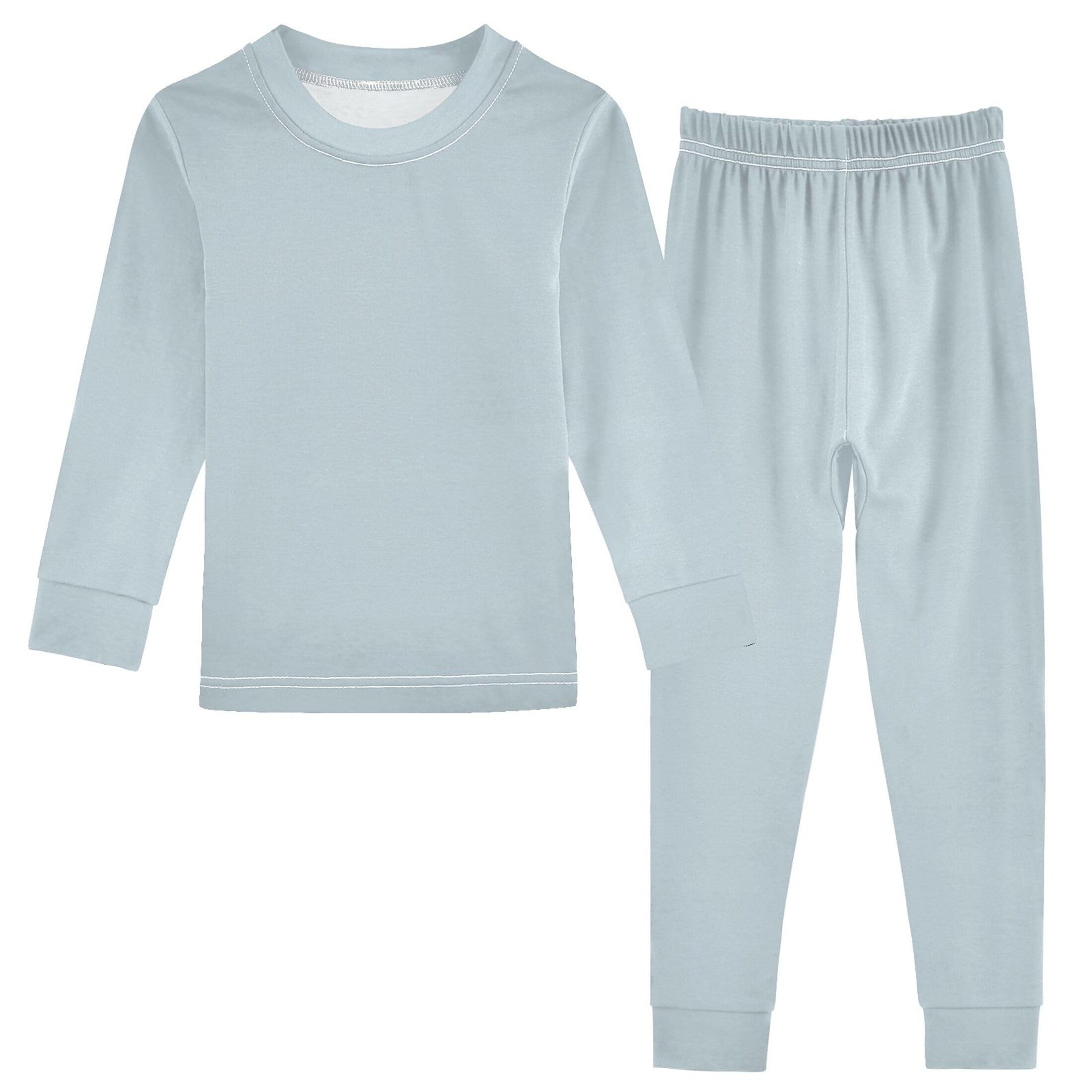 Grey Blue Long Sleeve Pajamas Set Sleepwear Jammies 2pcs Set Pjs Grey Blue