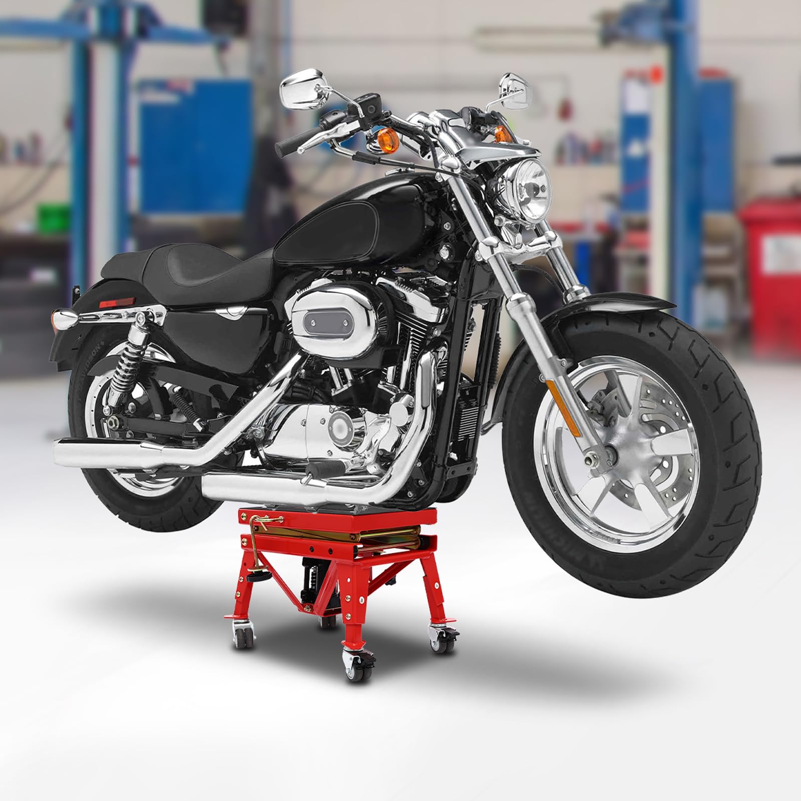 Elevador de motocicleta de 160 kg, plataforma elevadora hidráulica, altura ajustable, 30,5 – 80 cm, soporte para motocicleta, para talleres de reparación de coches, tiendas de motocicletas