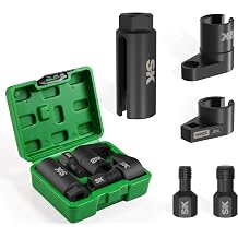 SK 5-Piece O2 Sensor Socket Thread Chaser Set,3/8" 1/2" Drive x 7/8" 22mm