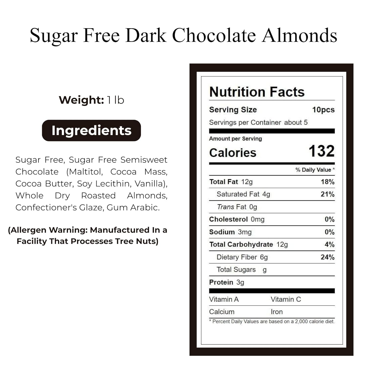 ANDY ANAND CHOCOLATIER Sugar Free Vegan Dark Chocolate Almonds & Guilt Free, Deliciously Crafted, Amazingly Delicious, No Preservatives, Ideal Gift for Women, Men and Kids Perfect for Diabetics (1 lb)