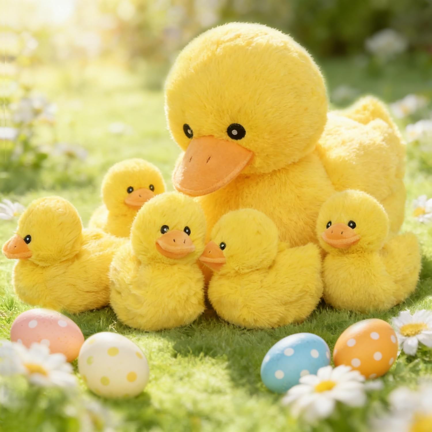 MaoGoLan Giant Duck Stuffed Animals - Big Mommy Duck Stuff with 5 Ducklings - 6PCs Large Quack Plush Set for Boys Girls - Easter Birthday Gift Baby Shower Decor 16 inches