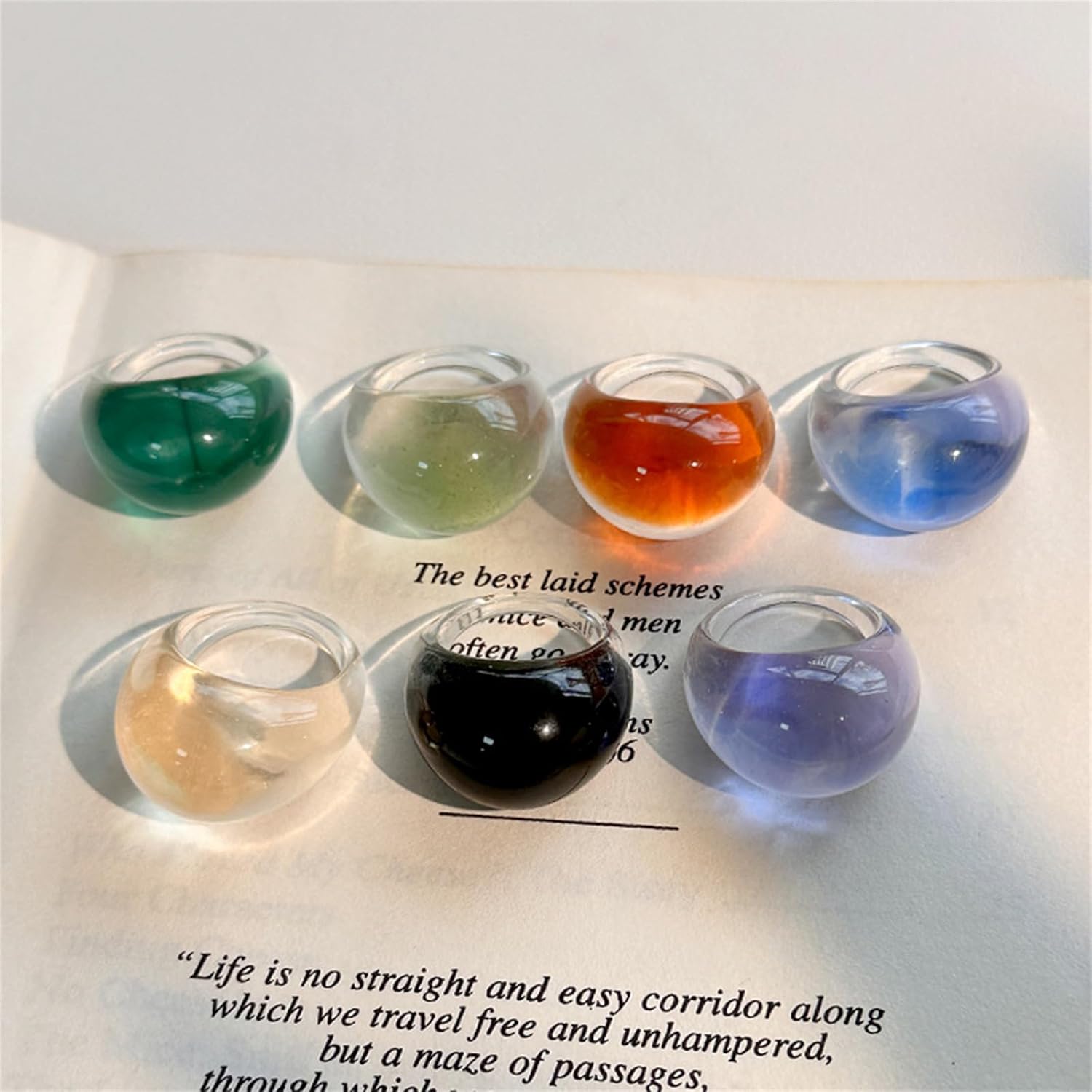 Colorful Chunky acrylic plastic knuckle ring Simple resin thick ring geometric ring Cute fashion aesthetic Y2K Statement Ring Thick Dome knuckle finger ring jewelry for women - Image 3