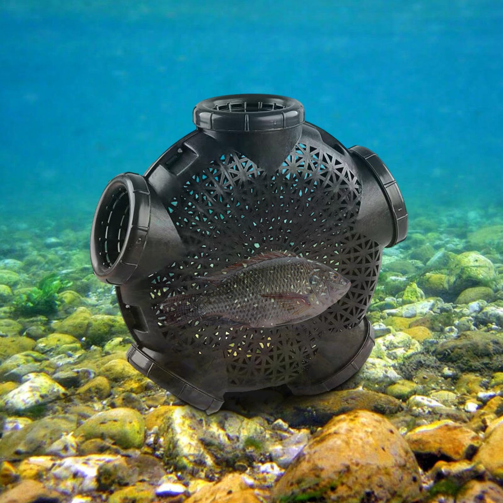 Trappola per esche da pesca, Trappola per aragoste, Gabbia per anguilla e gamberetti a 5 fori, Trappole per gamberetti Anguilla, robuste e facili da usare, leggere, per catturare piccoli pesci con esc
