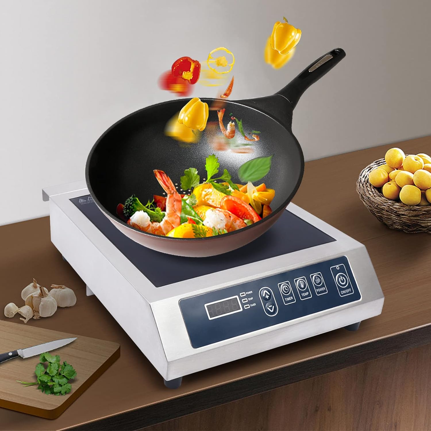 Commercial Induction Cooktop Burner for Kitchen, 1800W High Power Electric Countertop Stove, Portable Cooking Appliance for Home, Restaurant, Chef