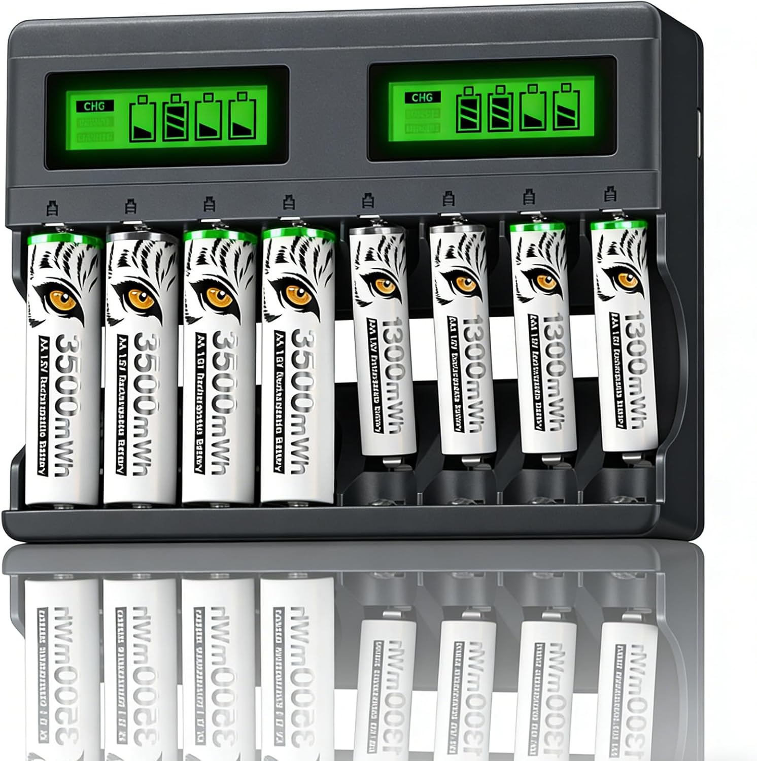 Rechargeable Batteries with Charger,1.5V Lithium Batteries AA 3500mWh 4 Pack and AAA Lithium Battery 1300mWh 4 Pack for Electric Camping Lanterns,Outdoor Bling Camera