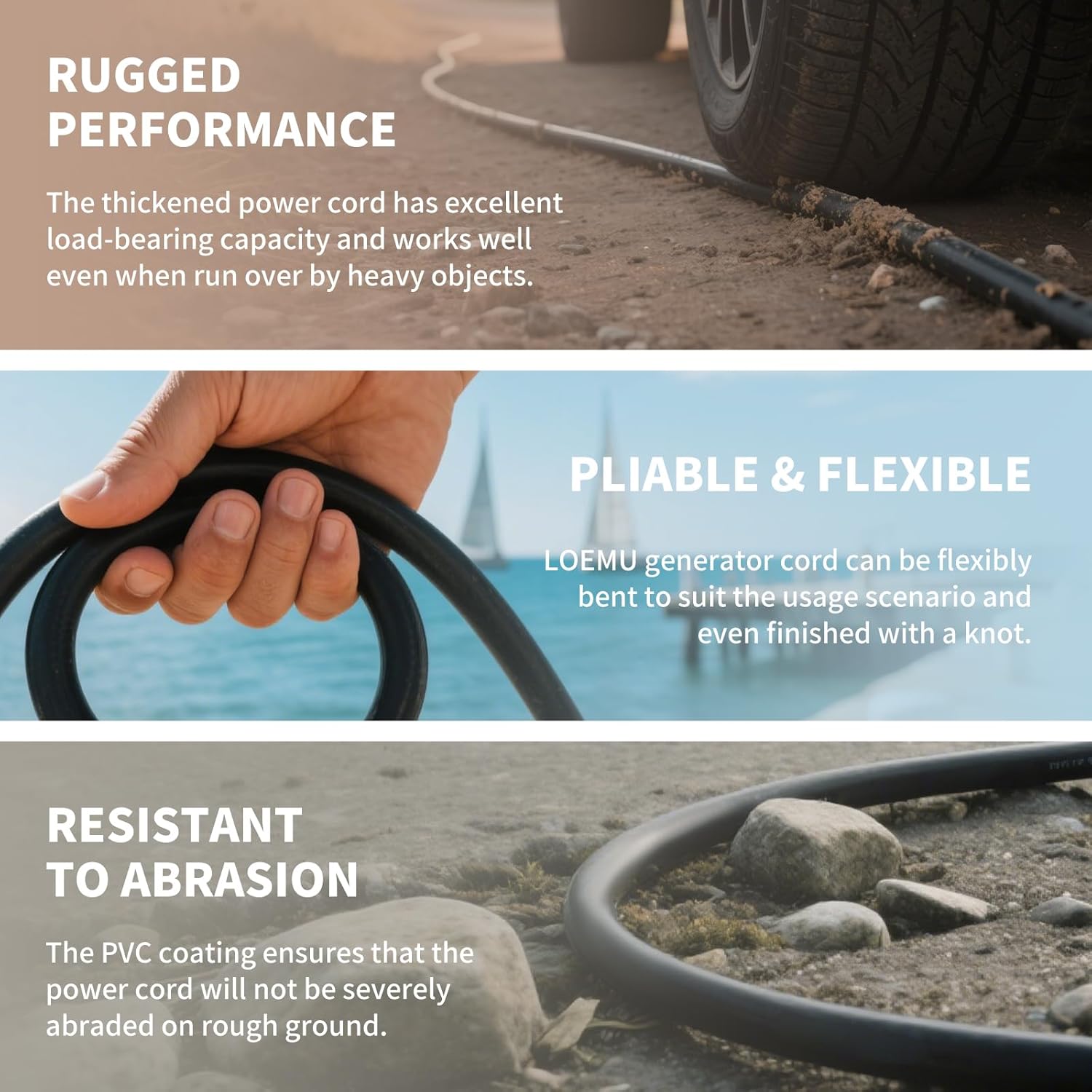 2025 Real Heavy Duty 50 Amp Generator Cord, 25 Ft and 20.3 Pounds, NEMA 14-50P/SS2-50R with Handle, 6/3+8/1 Gauge 4-Prong, ETL Listed Power Cord for Generators/RVs/Campers/Travel Trailers/Ships