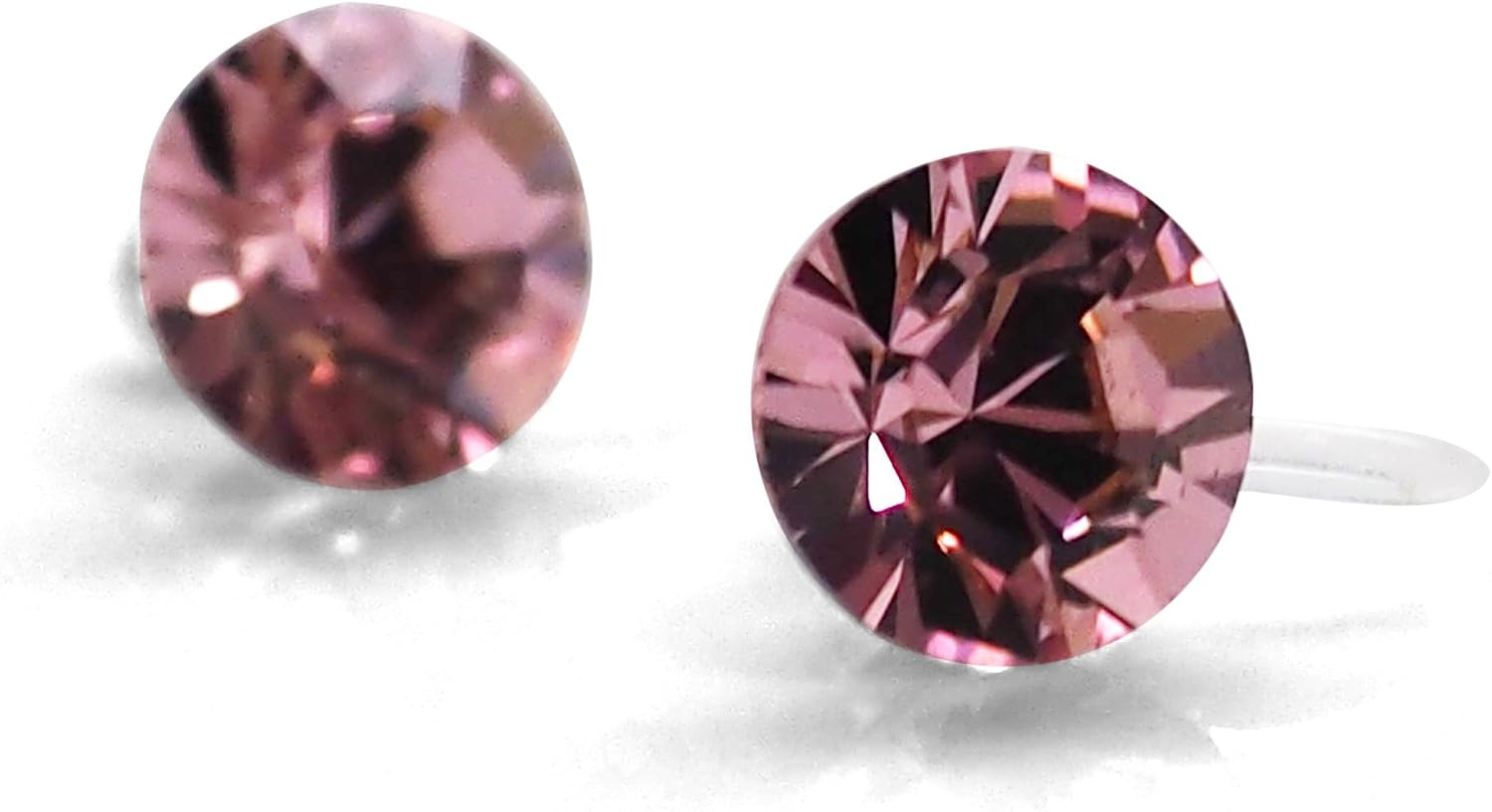 Austrian Crystal Invisible Clip On Stud Earrings 6mm Women Fashion 8mm Light Blue Pink Red Green Black AB Purple Freshwater Pearl