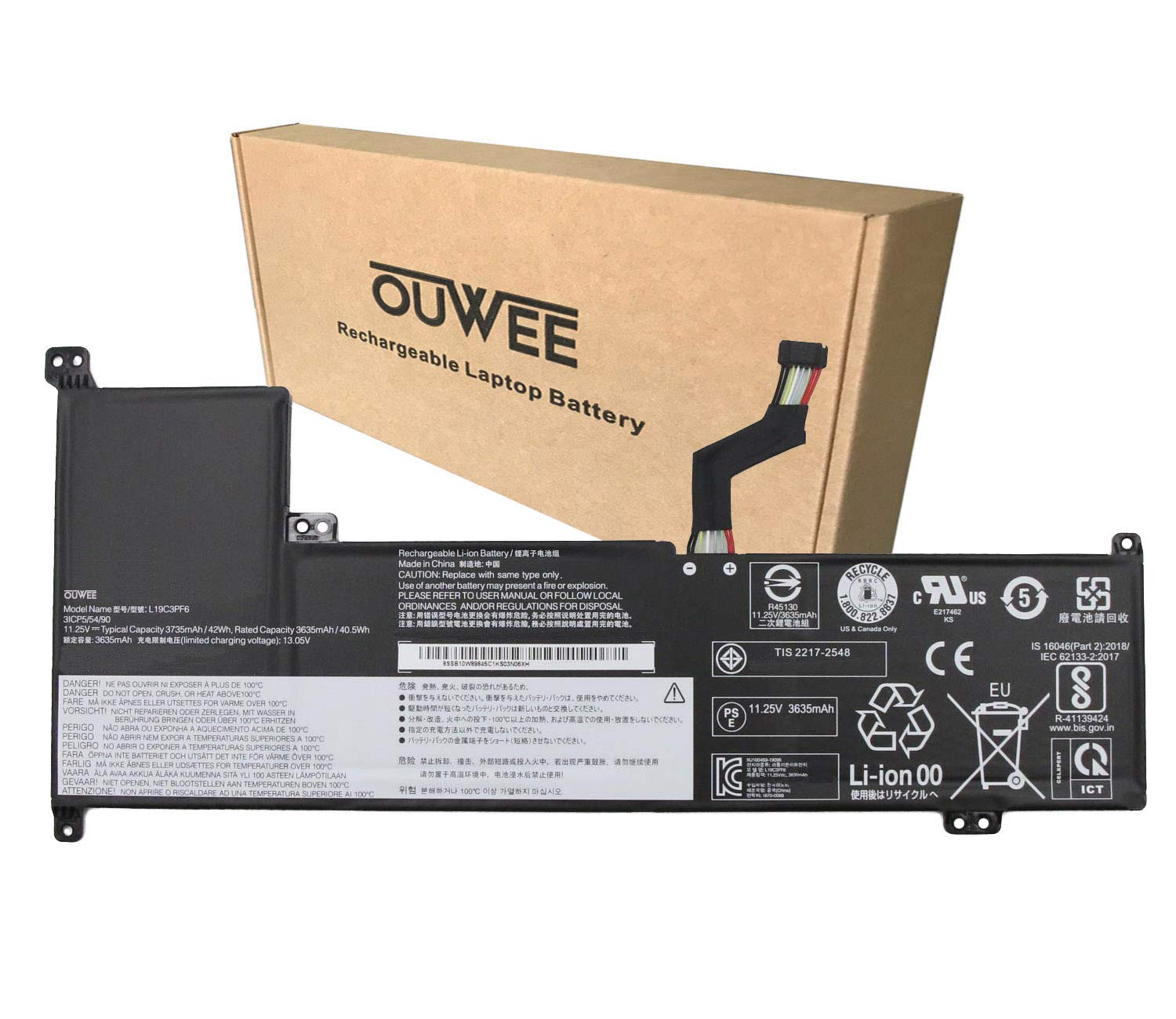 Batterie Compatible Lenovo IdeaPad 3-17IML05/IIL05 - 11.25V 42Wh - Modèles L19C3PF6 / L19L3PF4