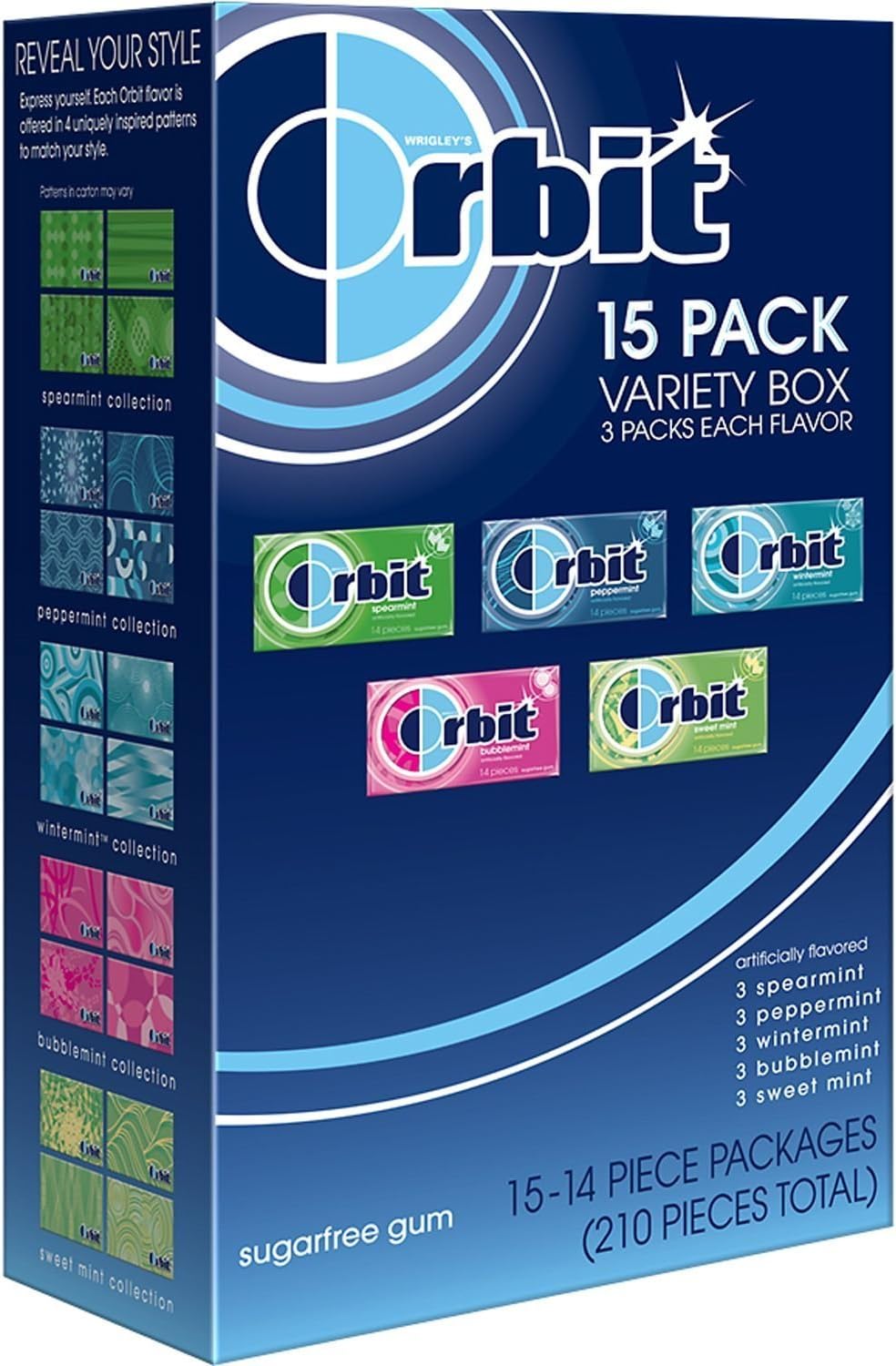 Wrigley's Orbit Sugarfree Gum Variety Pack - 15 pk, 210 pieces total