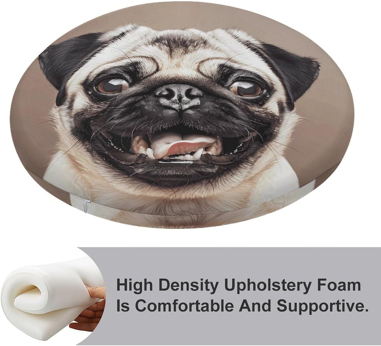 Funny Happy Pug Dog Chair Cushions Floor Pillow Chair Pad