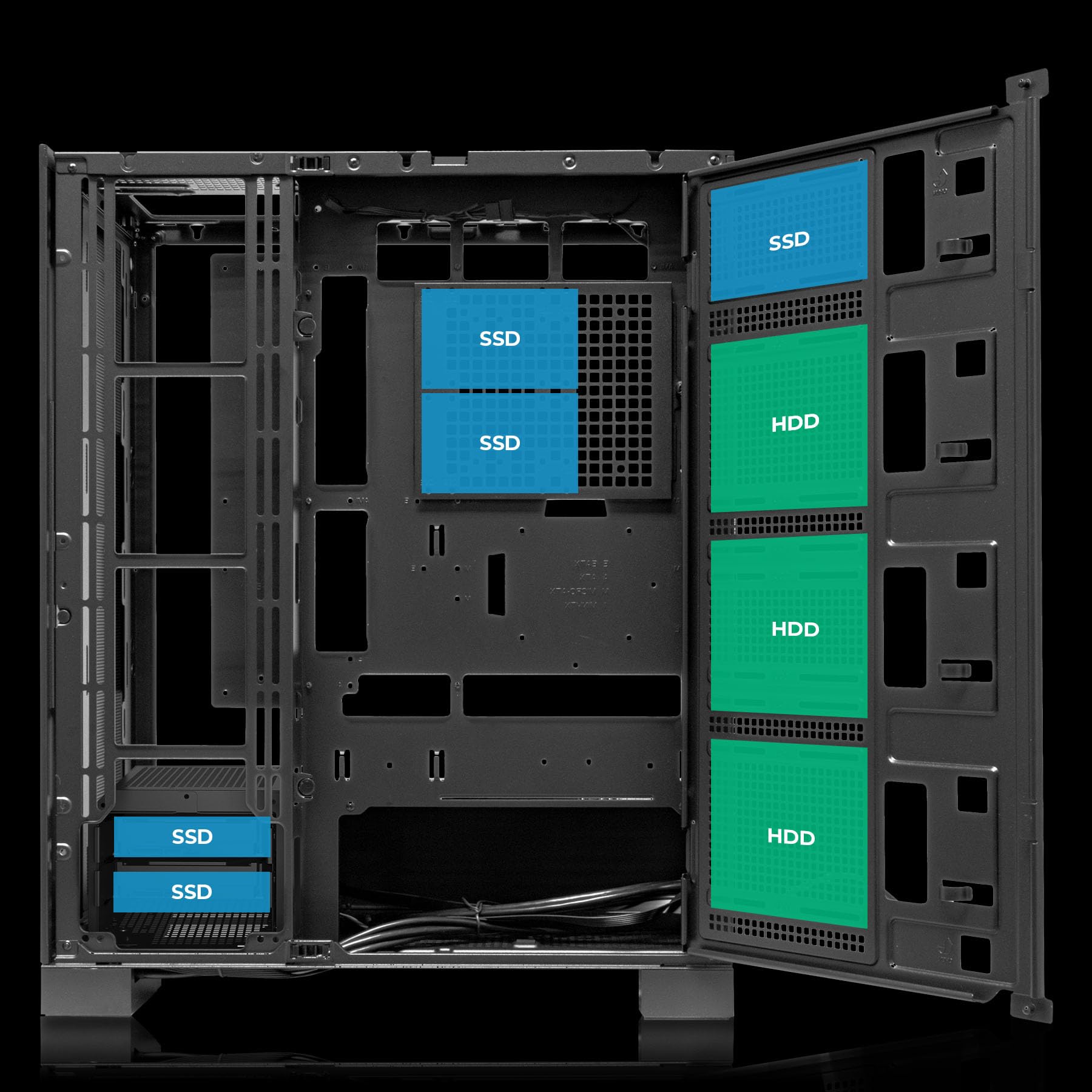 ABYSM Gaming IA Pro 100 Caja PC Workstation E-ATX Full Tower – Alto Airflow, Soporte Multi-GPU, GPU hasta 420 mm, Disipador 180 mm, Radiadores 420/480 mm, USB-C 3.1 Gen 2 Frontal