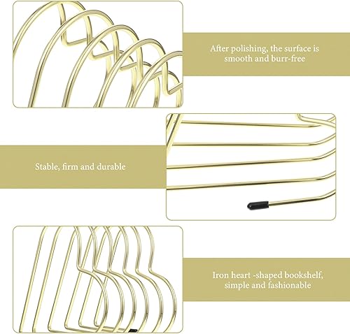 Miniatura 6 de NUOBESTY Estantes para libros con forma de corazón, sujetalibros de estudio, organizador de libros hecho a mano, soportes para libros de estudio,