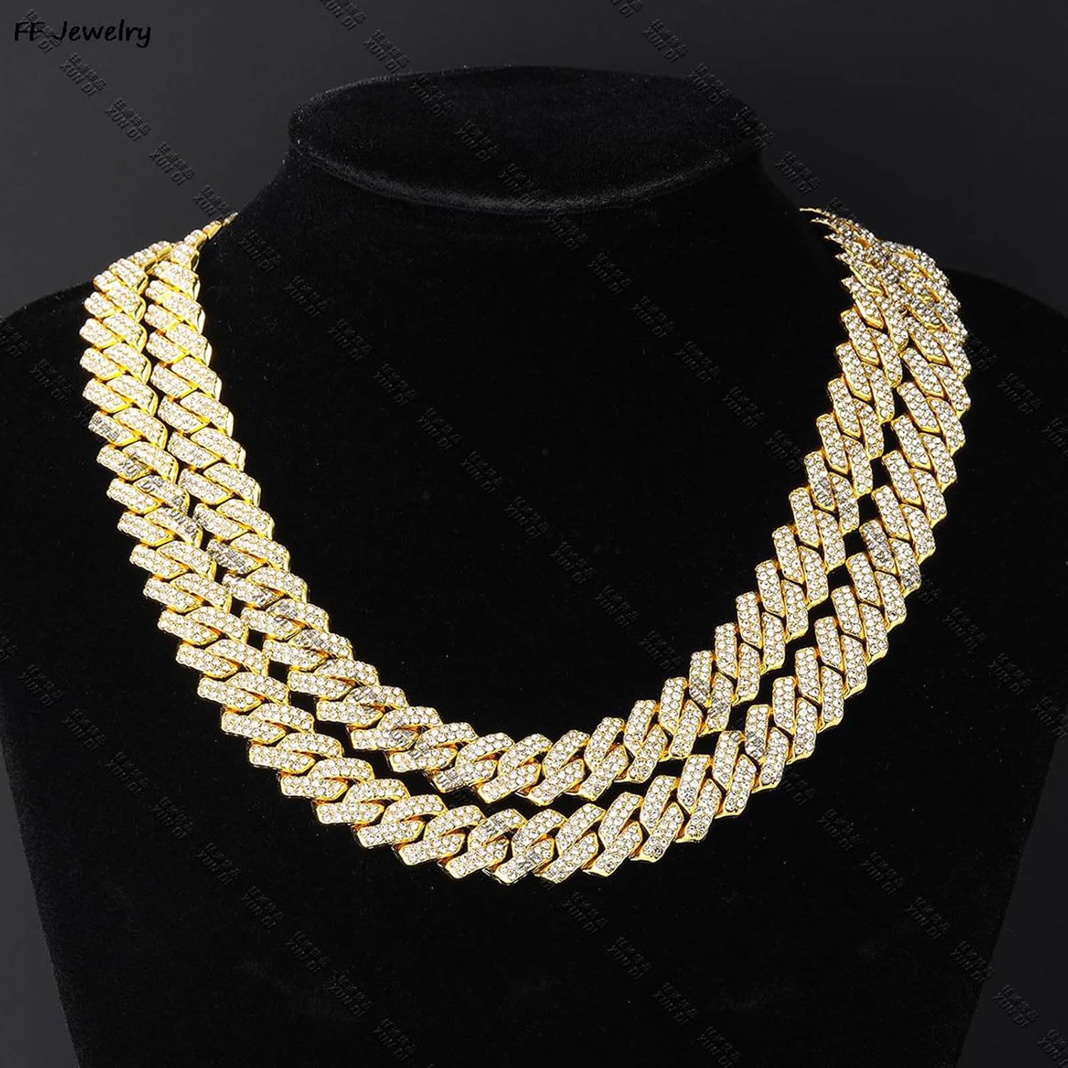 Miami Necklaces Cuban Pendant Necklace, Iced Out Bling Rhinestone Jewelry, Hip Hop Cuban Link Chains for Men Women - Image 6