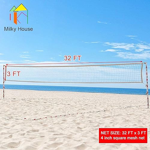 Miniatura 6 de Redes de voleibol, red profesional de voleibol, red de repuesto portátil de voleibol para patio trasero, escuela, deportes, playa, piscina, juego de