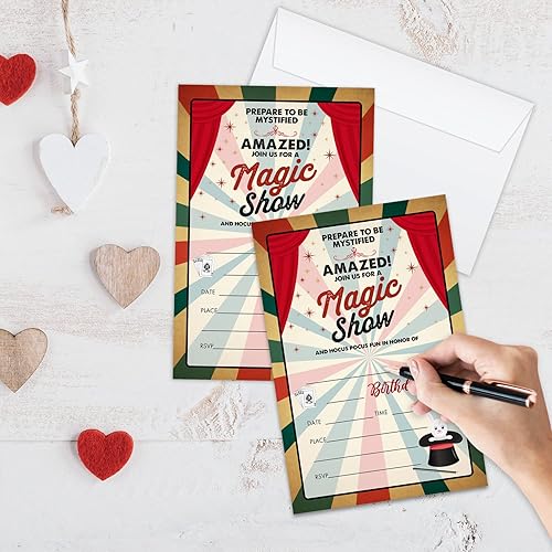 Miniatura 3 de Tarjetas de invitación de cumpleaños, invitaciones de fiesta de espectáculos mágicos, suministros de decoración de fiesta de feliz cumpleaños para