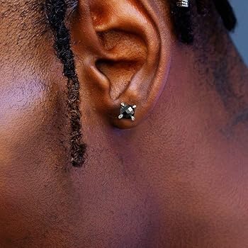 Amazon | ピアス メンズ ブランド シルバー 黒 青 緑 赤 不規則