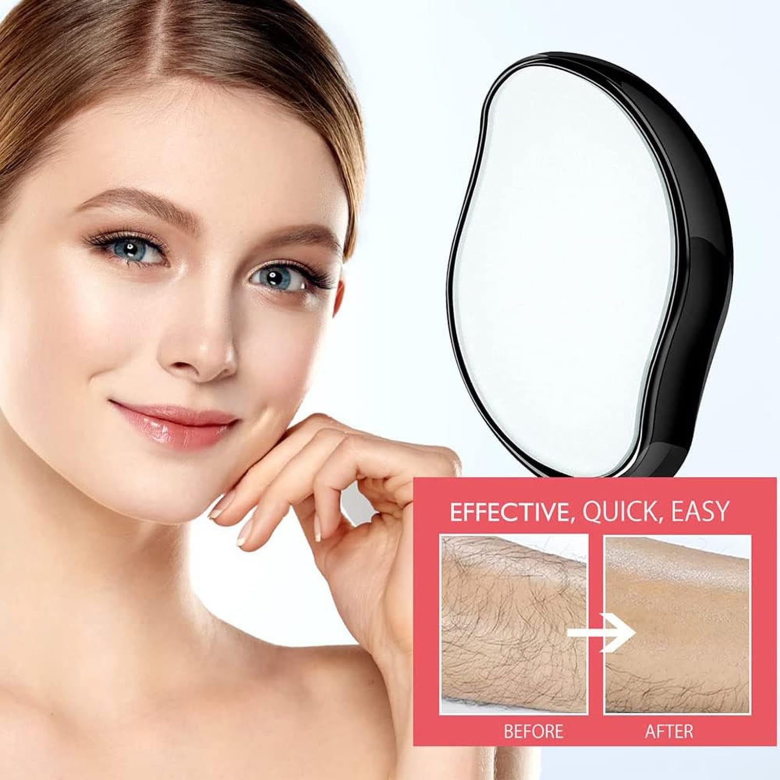 KtEli Crystal Hair Eraser for Arms, Legs, Back - Magic Crystal Hair Remover, Painless Hair Removal Stone & Exfoliator Tool, Fast & Easy Hair Eraser Stone for Men & Women (Color : Black)