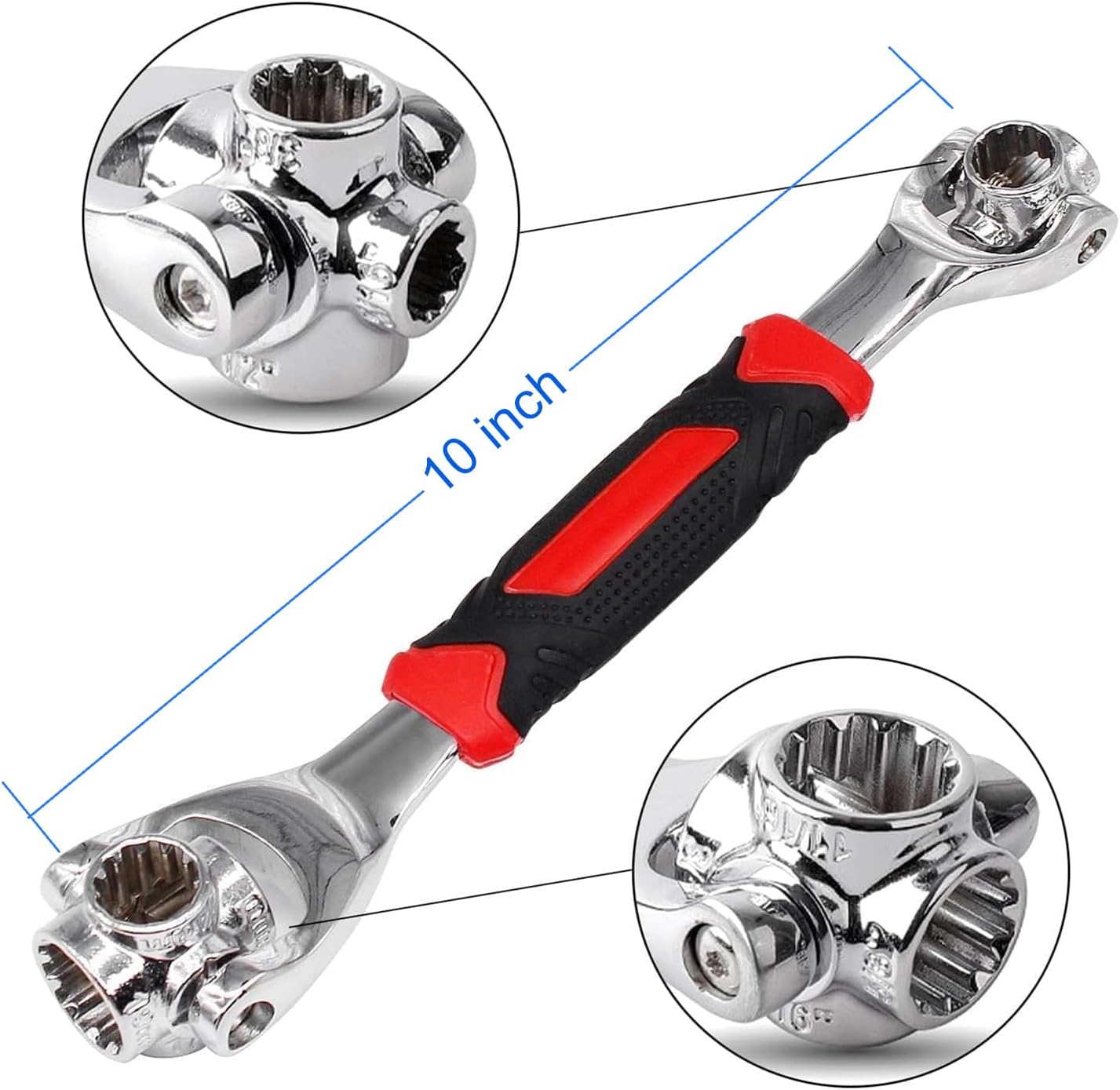 52 in 1 Universal Socket Wrench, Stainless Steel Professional Multifunction Wrench Tool with 360 Degree Rotating Head, Spanner Tool with Rubber Handle, for Home and Car Repair