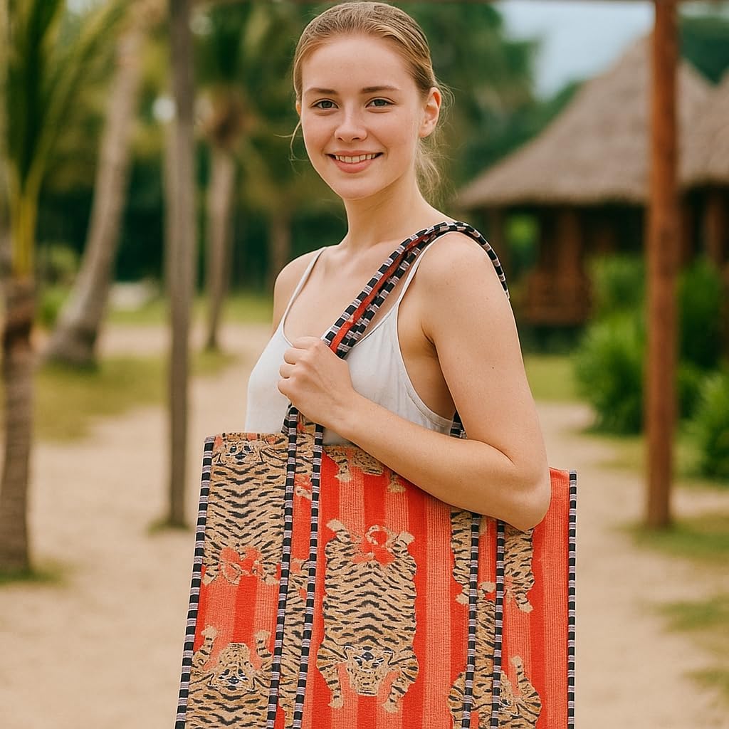 COTSILER Women Tote Bags Lightweight 18x16 Zipper Travel Bag Purse Cotton Shoulder Tote Bags For Shopping,Grocery,Beach Bag - Image 2