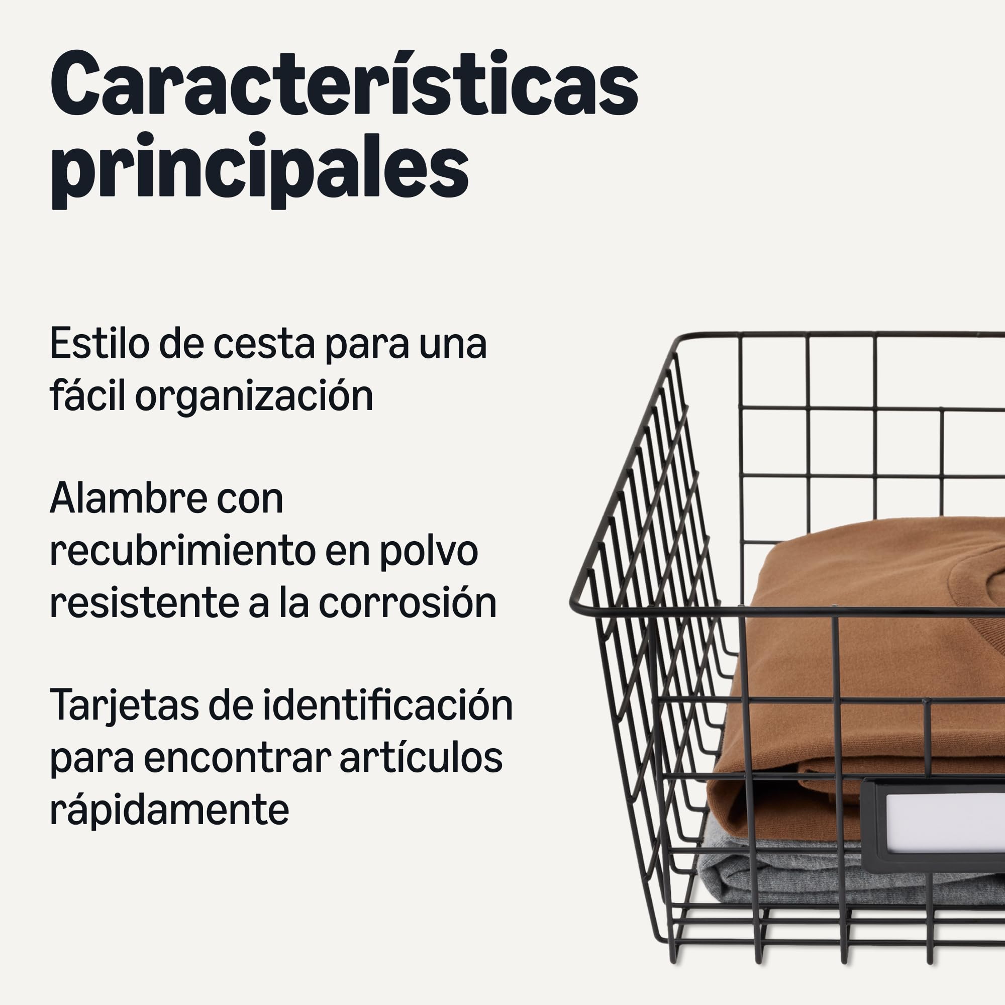Amazon Basics - Cestas de almacenamiento de alambre para organizar, paquete de 6, pequeño, Negro