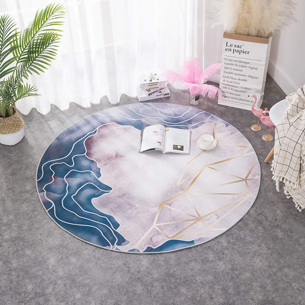 Tapis de salon antidérapant rond 100cm au motif géométrique chic moderne