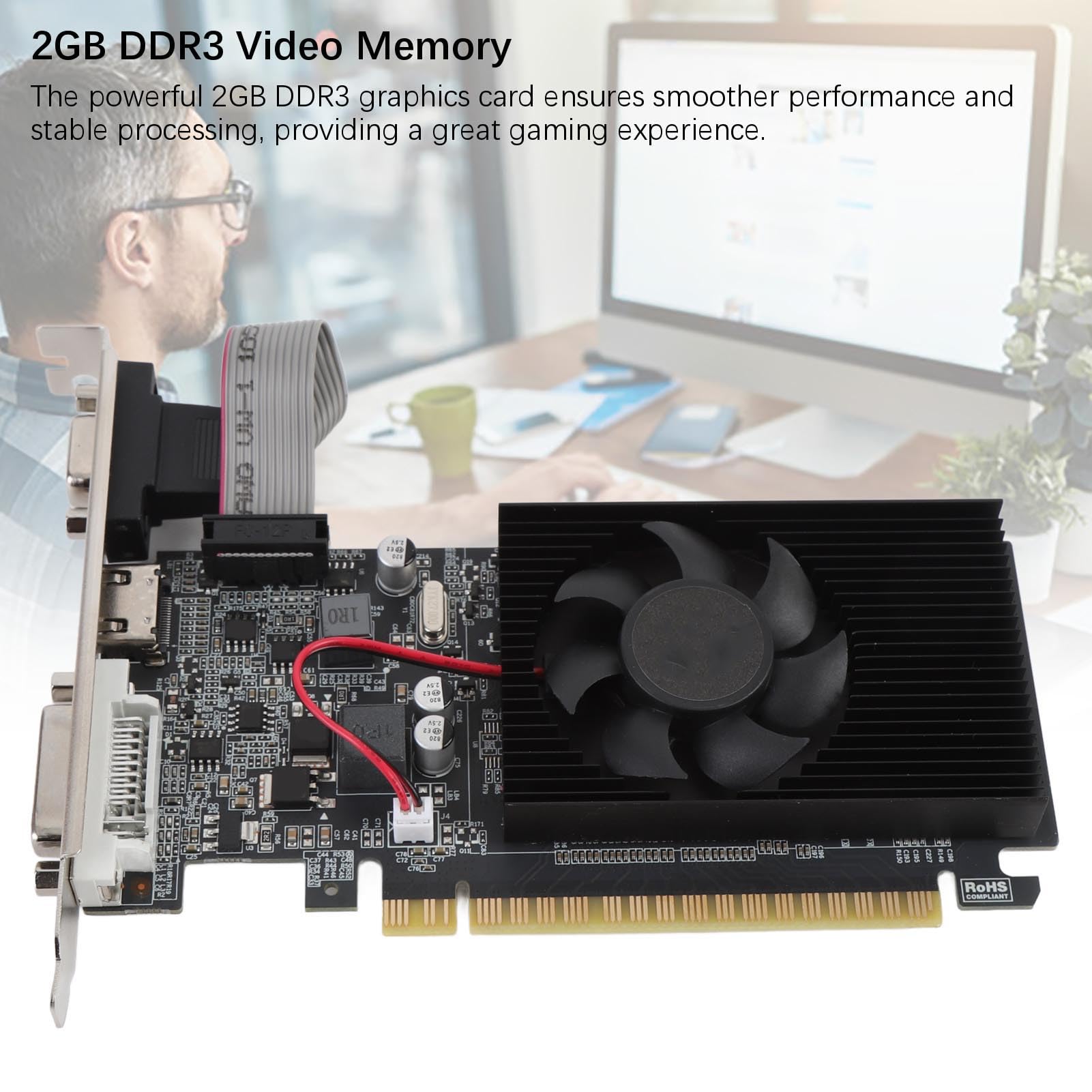 Generic Karta Graficzna do Gier Wydajna pamięć Wideo 2 GB DDR3 do Komputera Stacjonarnego Interfejs Multimedialny HD Port VGA DVI dla Entuzjastów Gier Metalowy materiał PCB