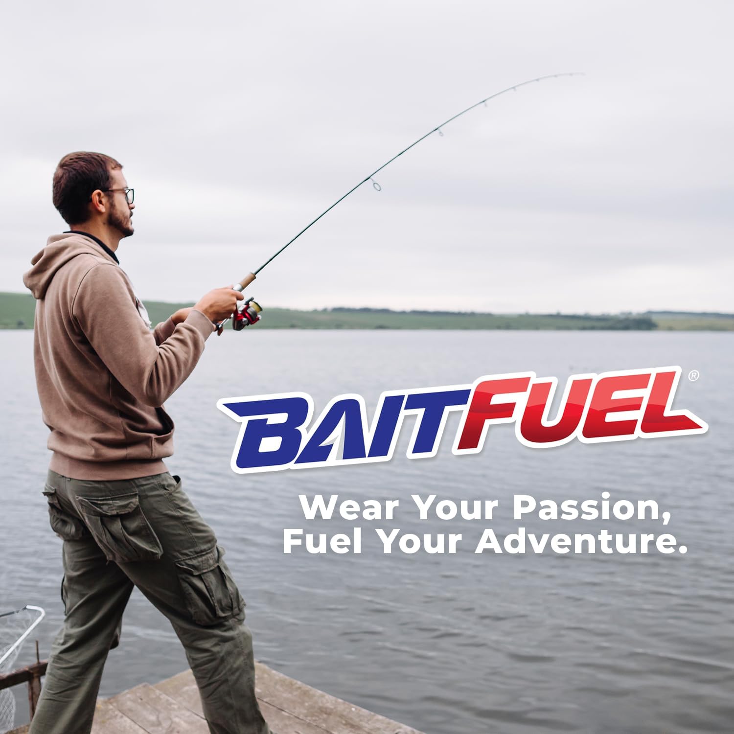 American Baitworks BaitFuel Unisex Fishing Hoodies - Fuel Around Hoodies for Men & Women - Classic Fit Cotton Hoodie w/Adjustable Drawstring - Womens & Mens Hoodies Pullover Apparel (Size L) Blue