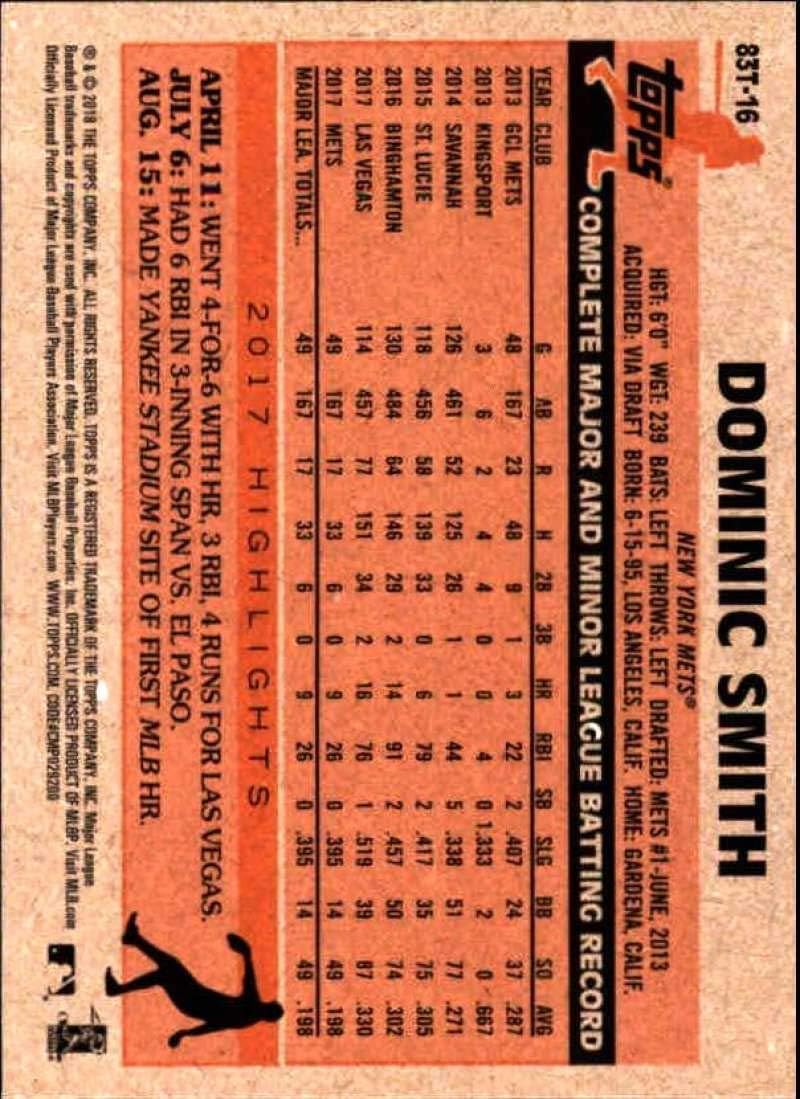 2018 Topps Chrome 1983 Topps Refractors #83T-16 Dominic Smith New York Mets Baseball NM-MT