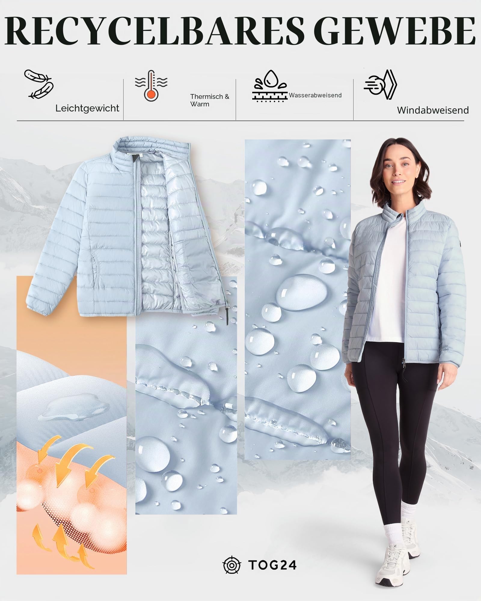 TOG24 Gibson Damen Steppjacke Leichte Winterjacke Wasserfeste Padded Puffer Jacke Warme Übergangsjacke Outdoor für Freizeit Wandern Reisen