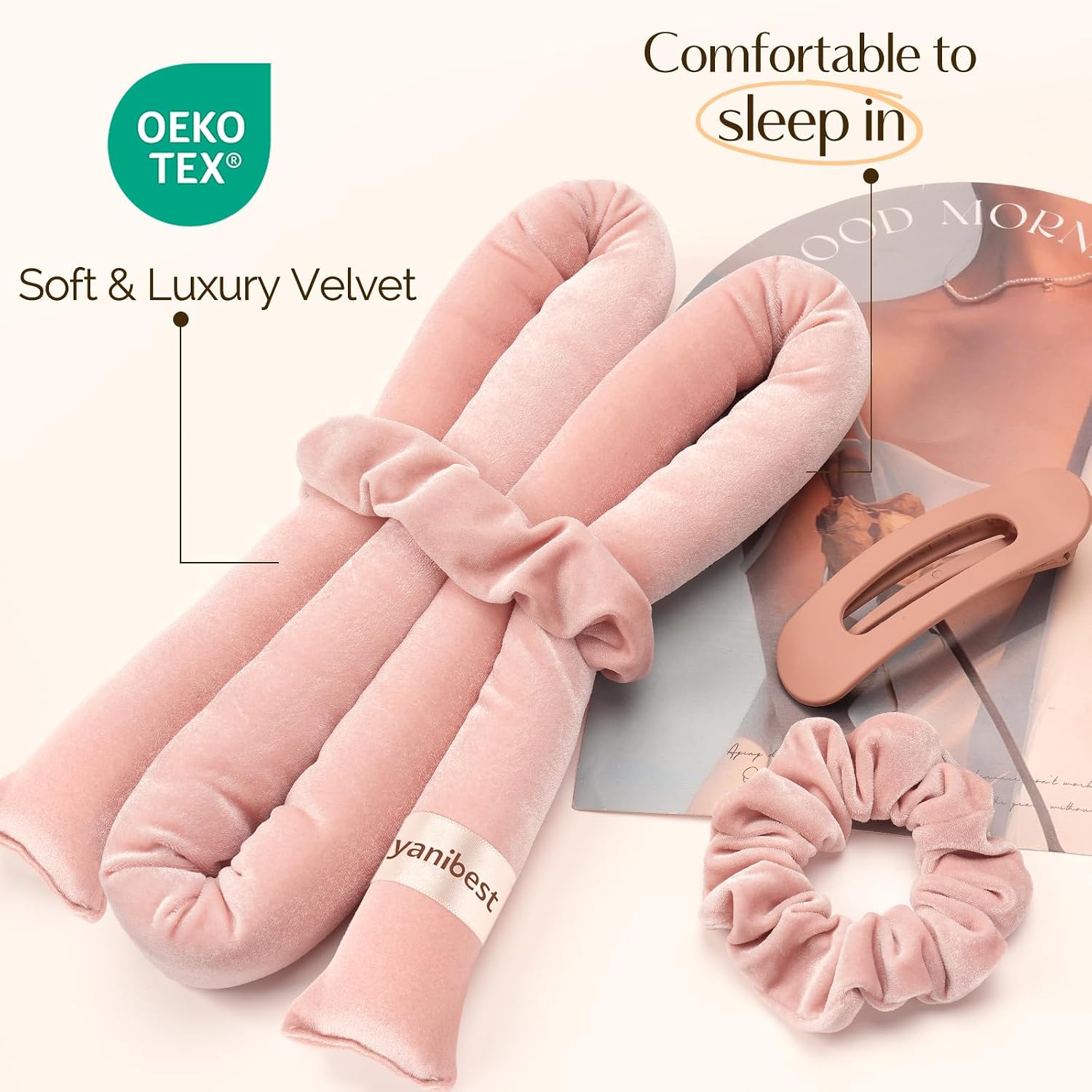 santin Adjustable Bonnet and heatless Hair Curler for Sleep in