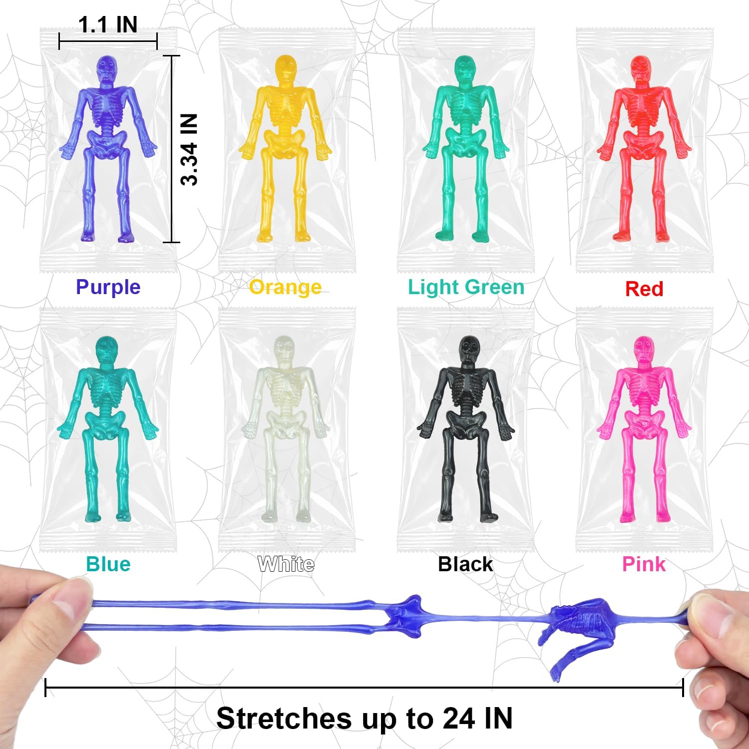 Halloween Stretchy Skeleton Toys 24 PCS, Party Favors Gifts Prizes for Kids image 3