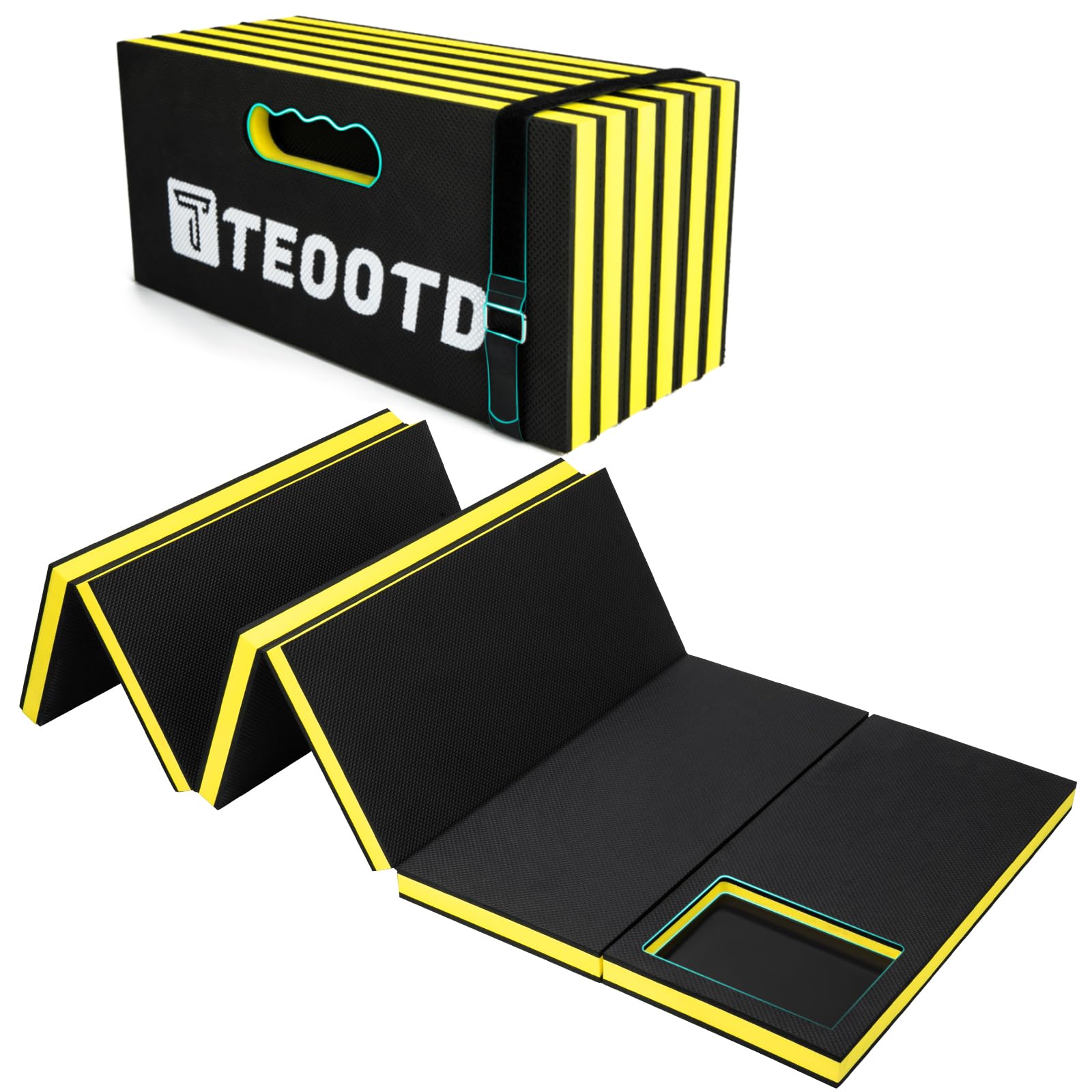 1.2" Extra Thick Foldable Mechanic Mat, Kneeling Pad with Magnetic Tool Compartment, Waterproof Comfortable EVA Mat with Handle &amp; Storage Belt for Workshop Repairing,Gardening 47.3x17.3x1.2