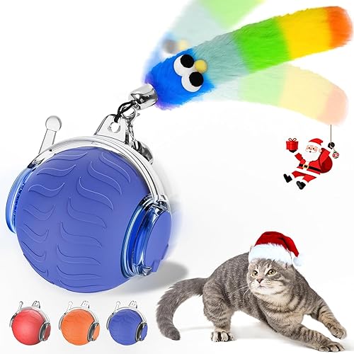 UPSKY Pelota de juguete interactiva para gatos de interior, juguete eléctrico de movimiento automático, juguete de 3 modos de velocidad, juguetes