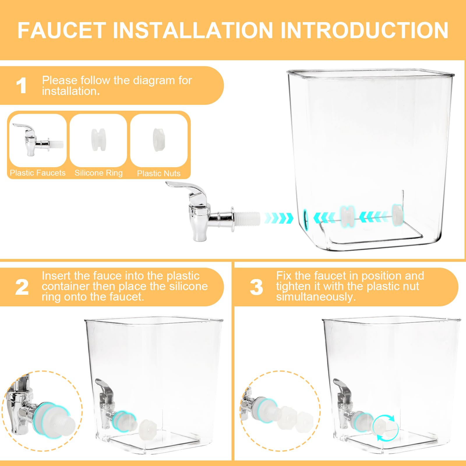 Distributeur Lessive Liquide avec Robinet, 3L Distributeur de Lessive Boîte de Détergent Boîte de Rangement pour Détergents avec Couvercle pour Eau de Javel, Adoucissant