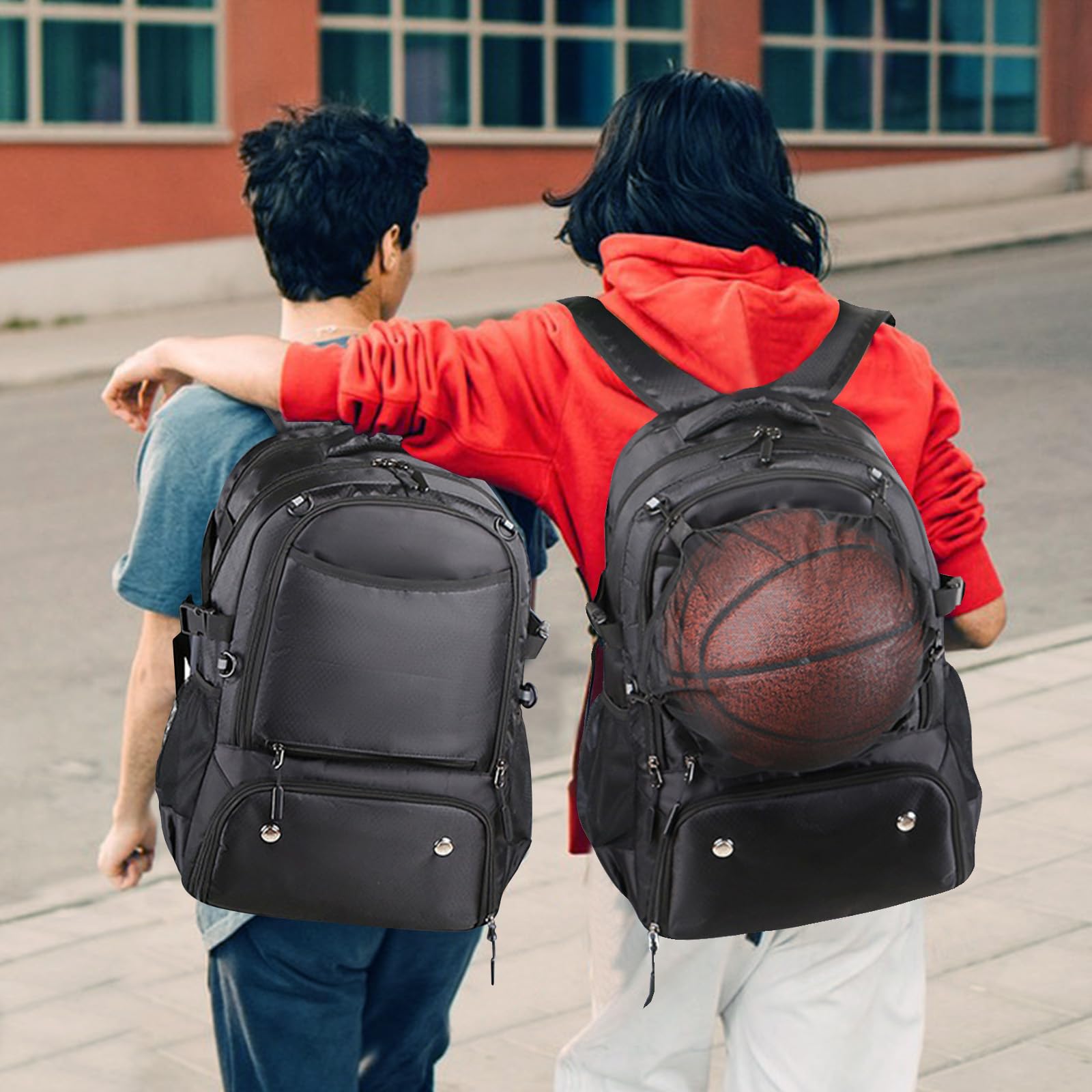 Sac à dos de basket-ball pour homme et femme avec compartiment pour ballon et chaussures, capacité 40L, léger et respirant, pour volley-ball, football, sport, voyage, école, salle de sport