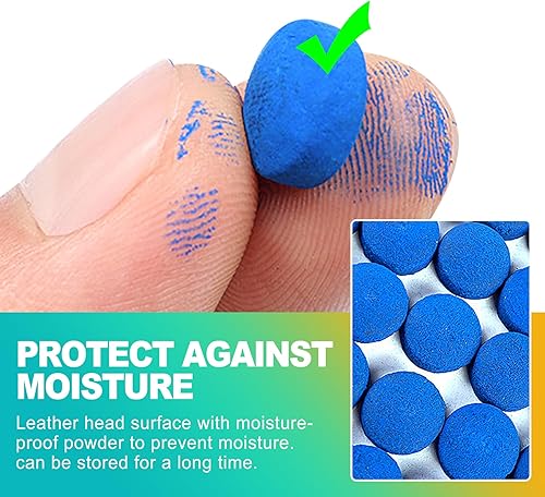 Miniatura 5 de Paquete de 25 puntas de taco de billar de 0.51 pulgadas, kit de repuesto de cuero duro prémium para piscina, billar y billar, incluye caja de