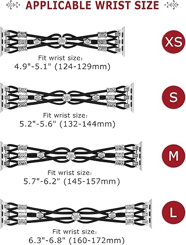 Miniatura 3 de TOYOUTHS Pulsera bohemia compatible con Apple Watch Band de 1.65, 1.57, 1.57 y 1.49 pulgadas para mujer, correa trenzada y elástica