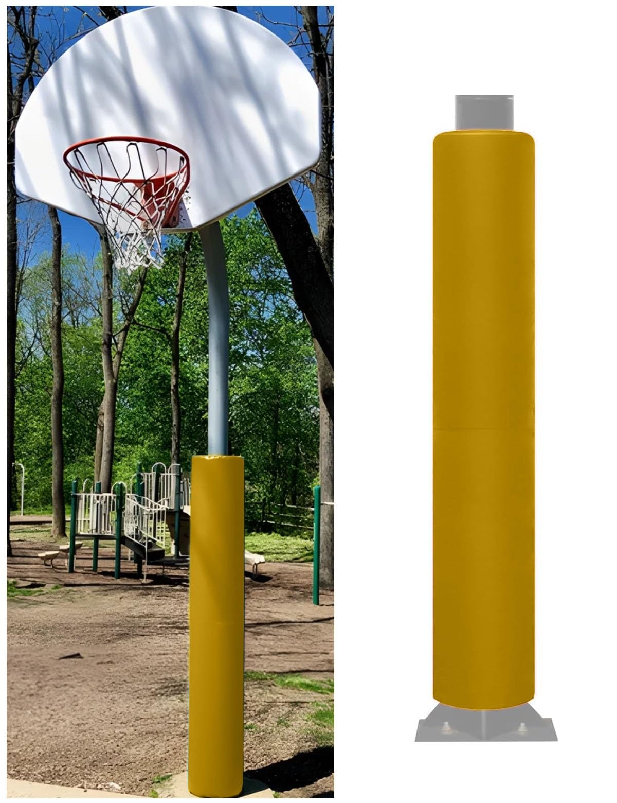 Wrap Around Basketball Pole Padding Outdoor, All Weather Pole Pads for Gymnasium, Basement, Playground