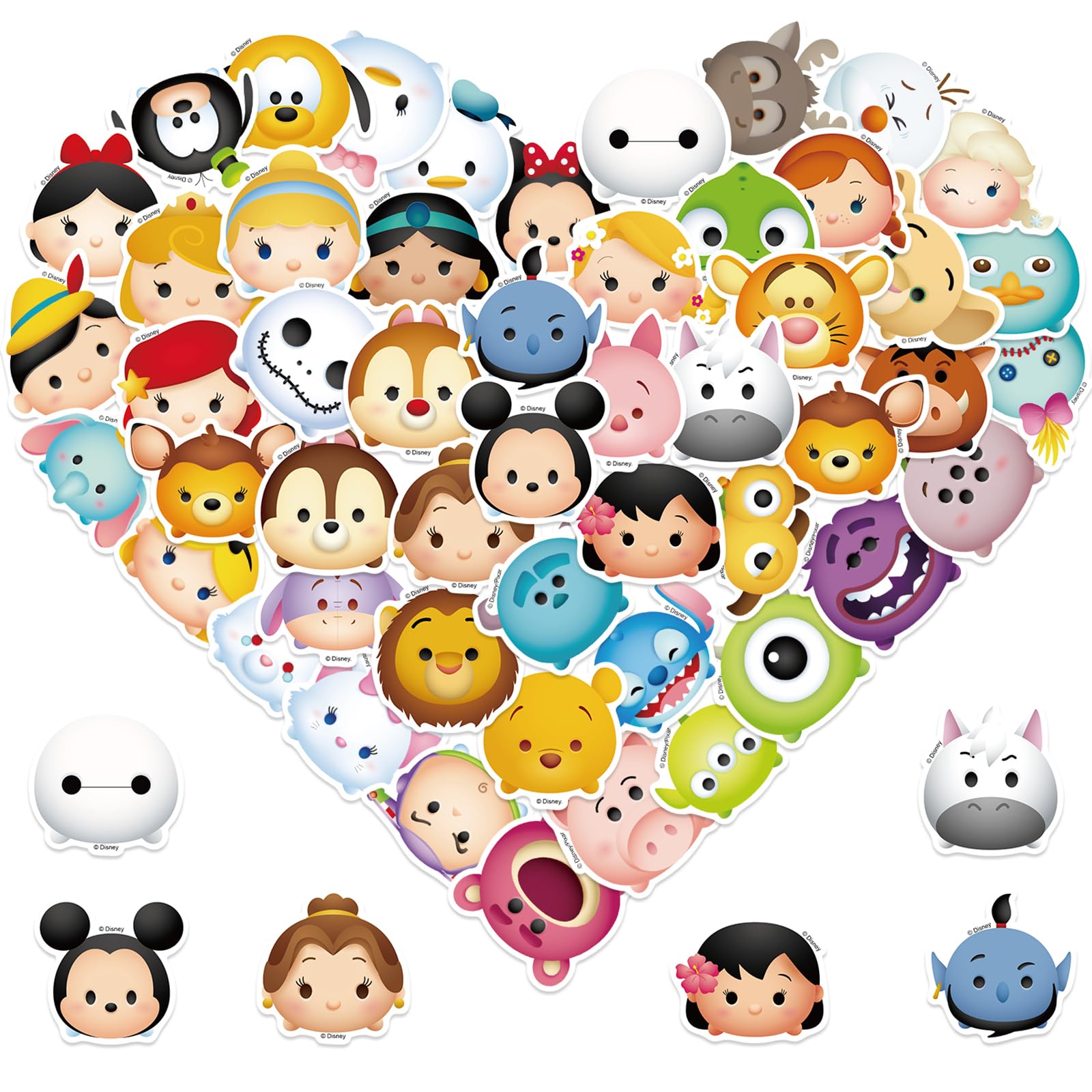 50Pcs Mixed Cartoon Stickers Pack Princess Stickers Cute Cartoon Characters Stickers Cartoon Movie Decal Childrens Decorative Sticker for Kids Teens Adults