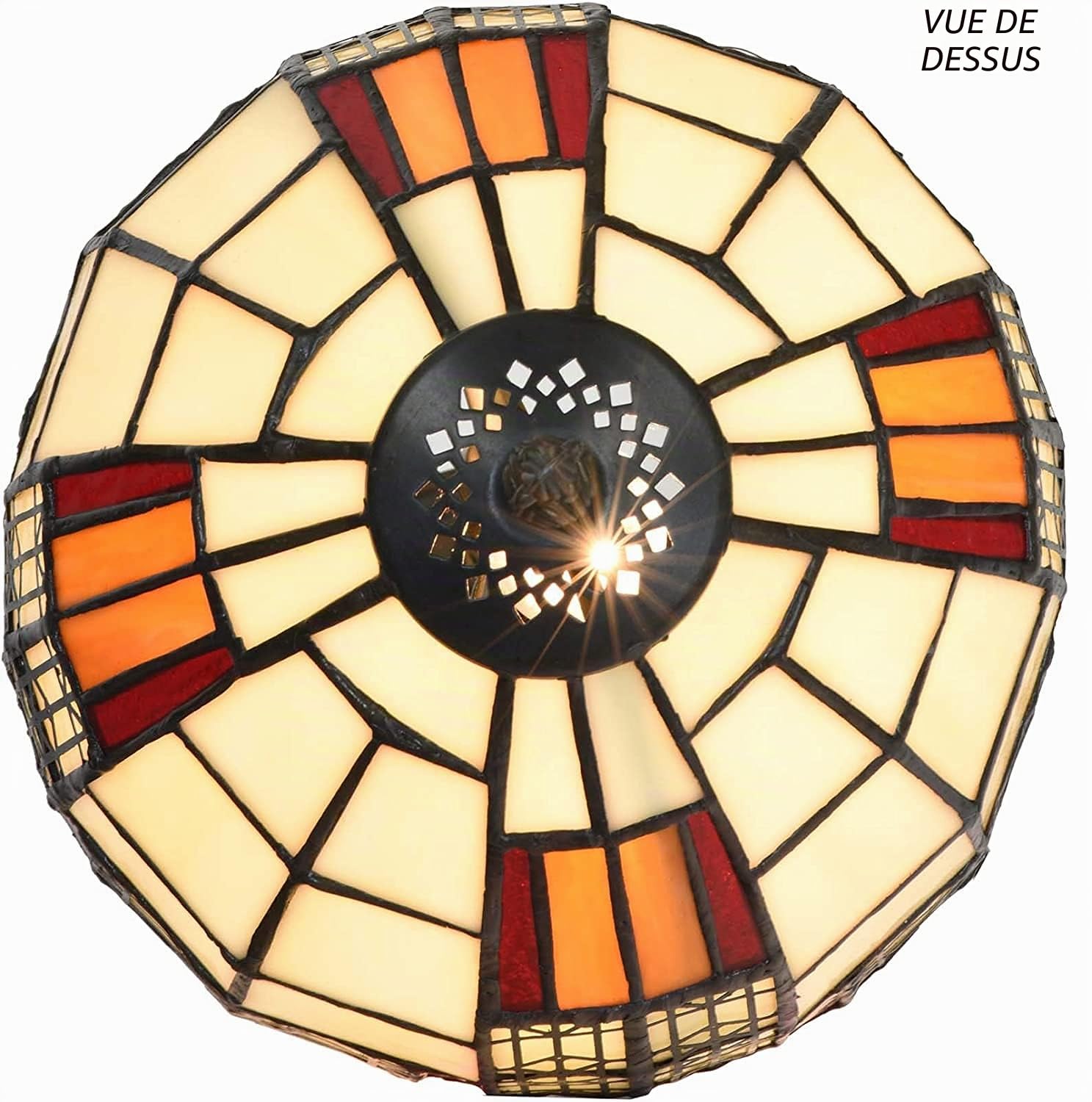 Bieye L30728 Lampe de table en verre coloré style Tiffany, lampe de chevet avec abat-jour 20 cm, hauteur 33 cm, pour chambre à coucher et salon