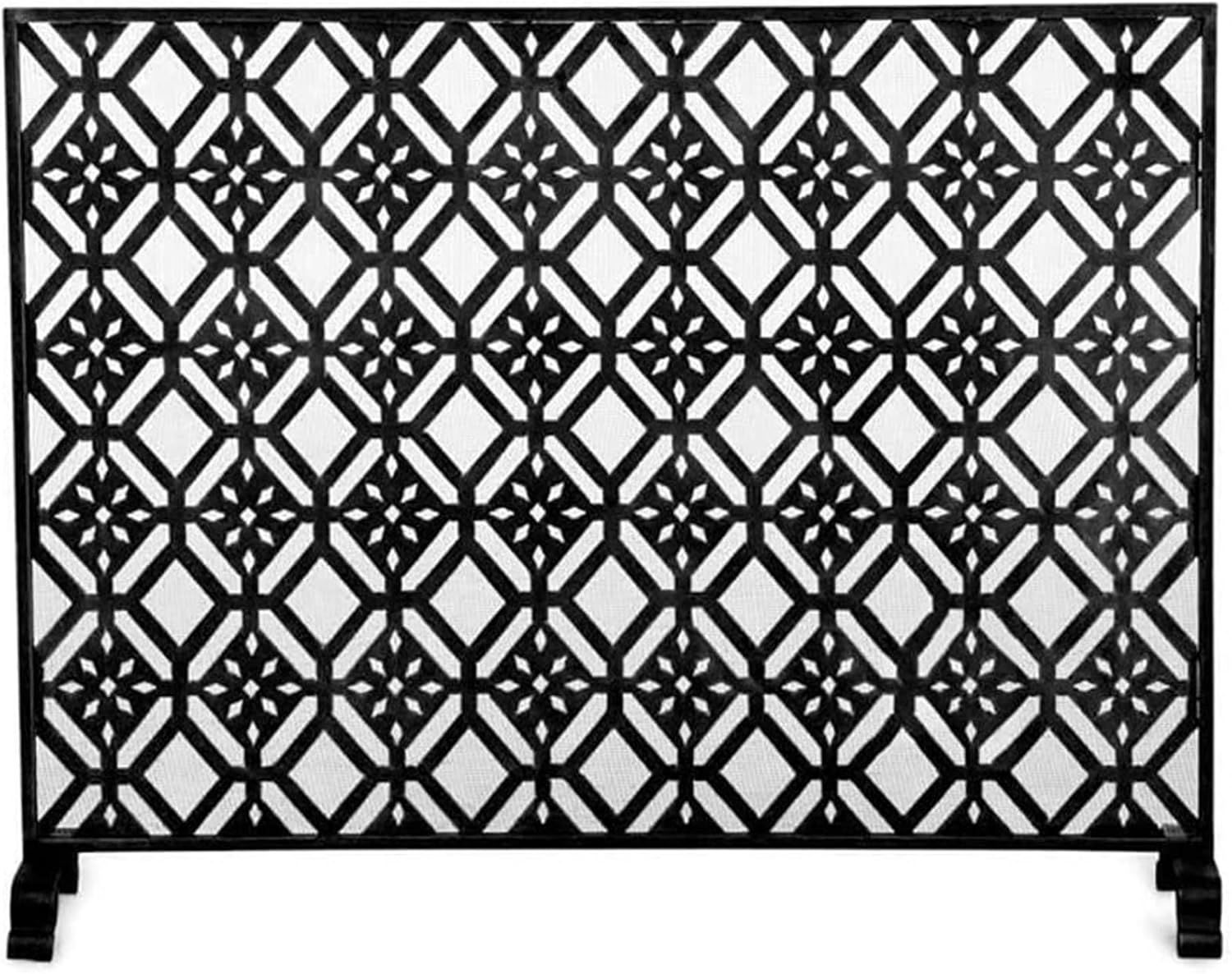 Fireplace Screen Screen Fire Guard Fireplace Screen Decorative Large Wrought Iron Fireplace Screen,Single Panel Metal Decor Mesh Standing Gate for Safe, Cover and Wood Burnin (A)