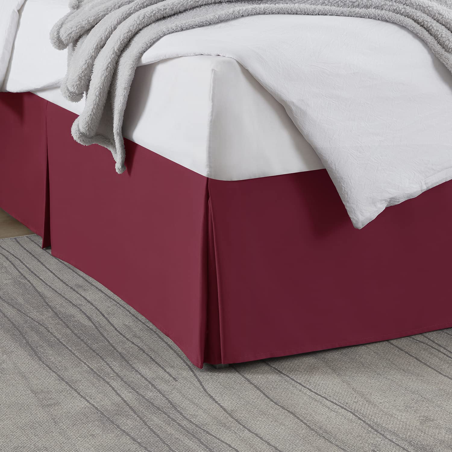 Nestl Red Heaven Full XL Bed Skirt - Full XL Size Bed Skirt 14 Inch Drop - Brushed Microfiber Bed Skirts - Hotel Quality Pleated Bed Skirt - Shrinkage &amp; Fade Resistant