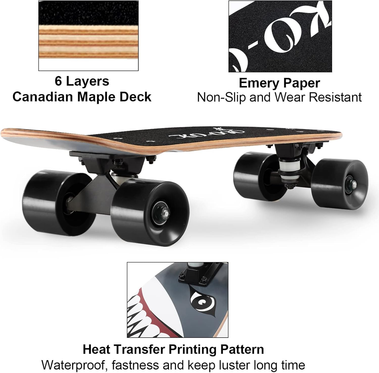 KO-ON Skateboard Complete Skateboards 22 Inch Mini Cruiser Skateboards for Beginners Kids Boys and Girls