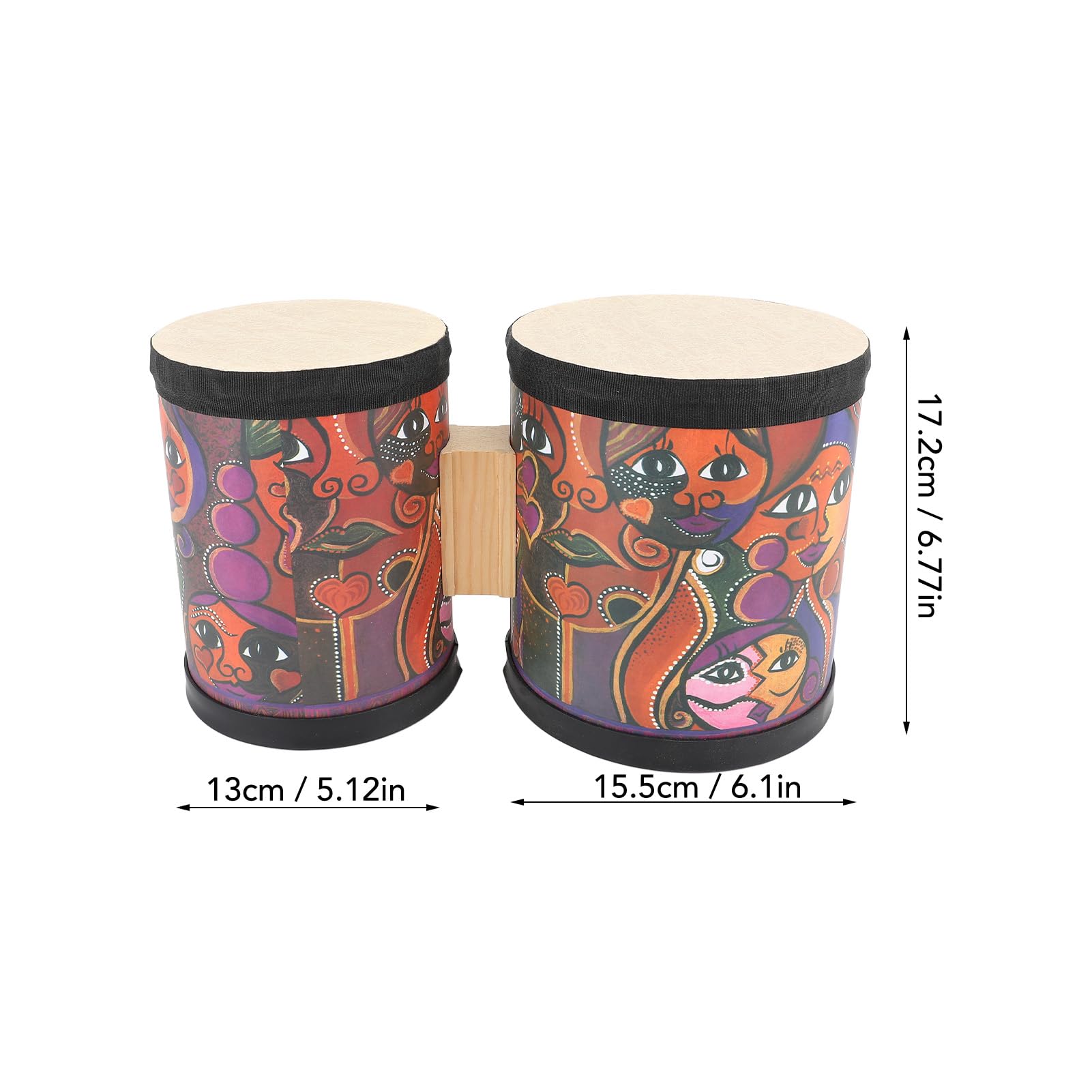 Kindertrommel-Set, Bongo-Trommel für 2- bis 3-jährige Jungen, Geschenke, Musikinstrumente, Holz, Montessori mit Bongo-Trommel mit 2 Trommelstöcken, Rhythmus-Percussion