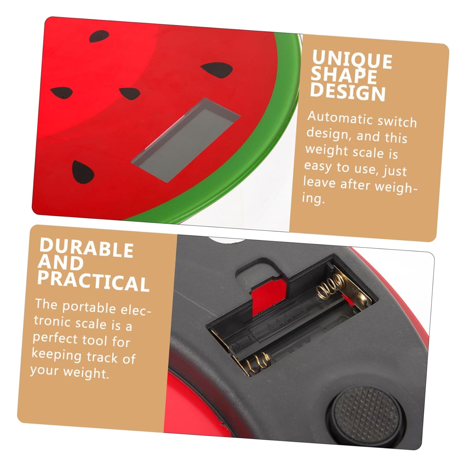 Portable Digital Scale Watermelon Shape Weight Scale Compact Travel for Body Weight Home Easy to Use Digital Bathroom