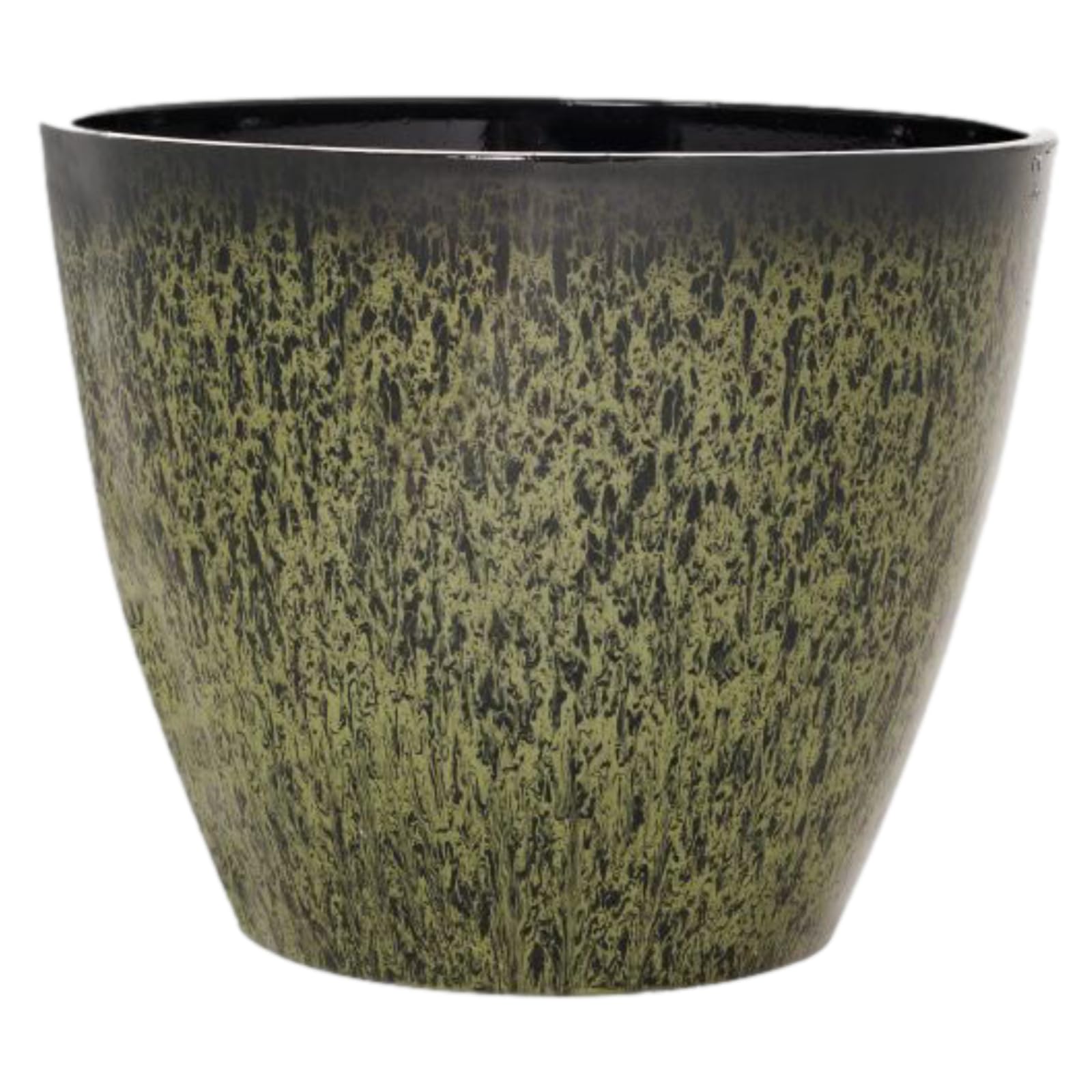Fyne-Finds Round Plastic Dappled Green Plant Pot 30cm, 12inch Heavy Duty Planter 12L Home Garden Decor