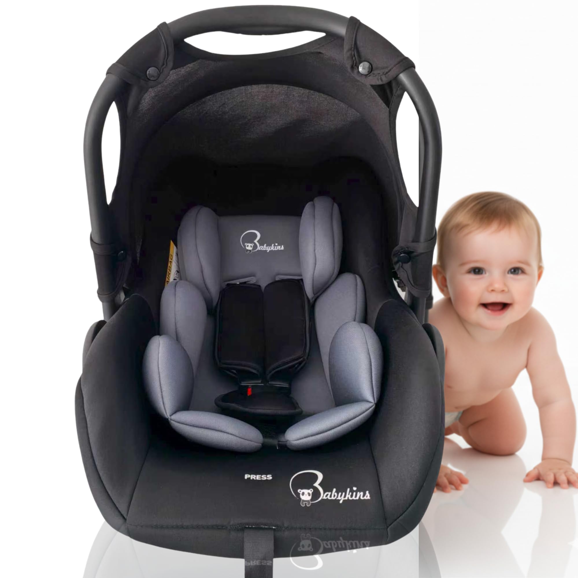 Babykins Baby Cozy Carry Cot with 4 in 1 Multi-Purpose Baby Rocker & seat | 3 Point Safety Harness for New Born Babies of 0 to 15 Months (Black)