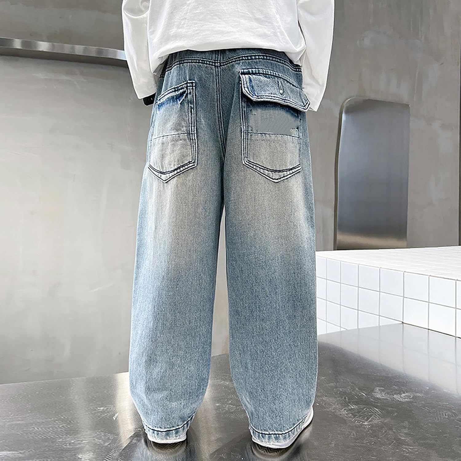 Toddler Jeans Boys Pull-On Adjustable Casual Relaxed Children's Jogger Active Athletic Youth Outdoor Soft Teenage Trousers