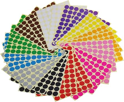 Sticky Color Coding Labels, 3/4 inch, 12 Colors